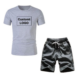 Conjunto de Dos Piezas de Camiseta Polo para Hombre con Bloques de Color y Logotipo Personalizado OEM, Conjunto de Verano Informal de Cuello Redondo y Manga Corta con Pantalones Cortos - Product Image 4