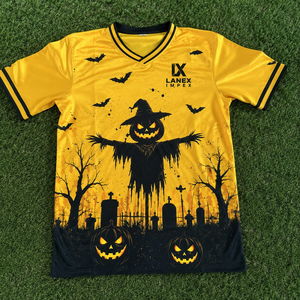 Camiseta Premium de Halloween para Hombre al por Mayor, Negra y Amarilla, con Gráficos de Castillo Encantado, Calabaza y Murciélago, Impresión 3D, Manga Corta, Informal - Product Image 6