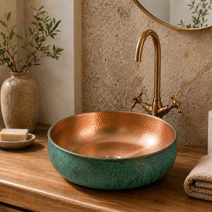Heritage <b>Copper</b> Wash Basin Traditional Handmade Sink Luxury Bathroom <b>Accessory</b> Decorative Durable Metal Craftsmanship Element - Product Image 5