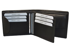 Manbang — portefeuille trois volets en cuir véritable pour hommes, porte-monnaie Rfid, personnalisé, Design court, mince - Product Image 5