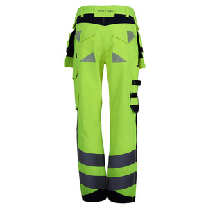 Pantalon de travail haute visibilité personnalisé pour homme, 100 % polyester, orange réfléchissant, imperméable, respirant, taille mi-haute - Product Image 6