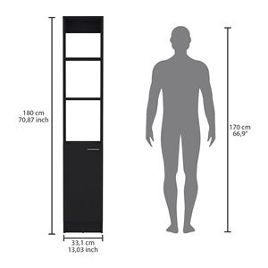 Mobiletto alto da bagno Parks Linen con 6 ripiani e una porta, per soggiorno e cucina - Product Image 4