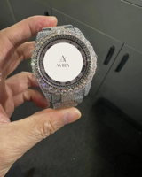 Montre analogique bicolore entièrement sertie de diamants Moissanite VVS, mouvement mécanique, verre saphir, édition limitée, qualité export