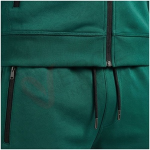 Sudadera con Capucha Verde para Hombre, con Cierre, Manga Larga, Bloques de Color, Corte Regular, Informal, para Otoño, con Bolsillos Laterales, Transpirable - Product Image 5