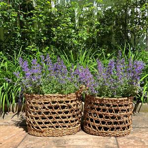 Ensemble de 2 paniers à linge en osier tressé à la main avec poignées, paniers de rangement faits à la main, vente en gros, écologiques, fabriqués au Vietnam - Product Image 4