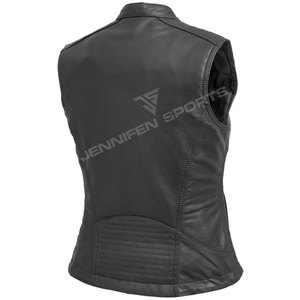 Chaleco de Motocicleta de Cuero Vacuno Genuino Clásico para Mujer, Resistente al Viento, con Forro de Poliéster, para Verano e Invierno - Product Image 4