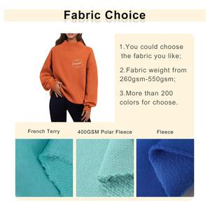 Sudadera de cuello alto acanalado con hombros caídos y corte cropped para mujer, talla grande, color liso, con relieve personalizado - Product Image 2