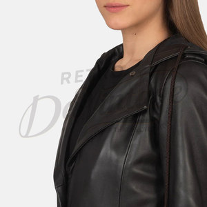 Abrigo de Cuero Genuino Negro Premium para Mujer, Gabardina Clásica Larga con Cinturón, Abrigo de Piel de Oveja, Corte Entallado, Elegante - Product Image 5
