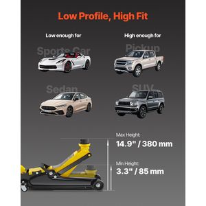 Martinetto idraulico da officina a basso profilo da 2,5 tonnellate, in acciaio resistente, con pompa a pistone singolo, per sollevamento veicoli - Product Image 3