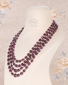 สร้อยคอประดับด้วยลูกปัดพลอยทับทิมธรรมชาติ - Product Image 3