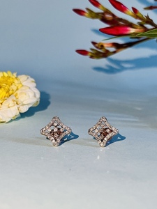 Round Brilliant Cut Natural Diamond <b>Stud</b> <b>Earrings</b> 9K Solid Gold Luxury Women's Wedding Engagement Everyday Wear Jewelry - Product Image 3