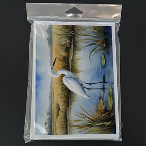 Whimsical Snowy Egret en Marismas Costeras Paquete de 8 A7 Tamaño 5x7 Tarjetas de felicitación en blanco con sobres Tarjetas de notas - Product Image 3