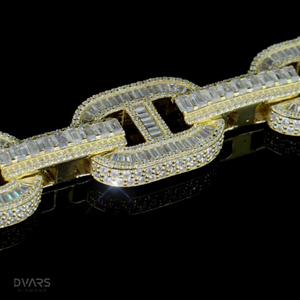 Joyería Fina, Pulsera de Lujo para Hombre, Cadena Cubana con Incrustaciones de Moissanita VVS Certificada, Dos Tonos, Plata de Ley 925 - Product Image 5