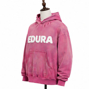 Sweat à capuche vintage délavé pour homme, coupe classique, effet soleil, en molleton polyester/coton, avec fermeture éclair, respirant, style streetwear - Product Image 3