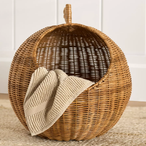 Cesta Organizadora de Juguetes para Niños, Hecha a Mano, en Forma de Calabaza, Redonda, Tejida a Mano, de Mimbre Natural, para Habitación Infantil, Venta al por Mayor - Product Image 1