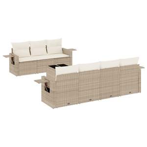 Grand ensemble de canapés de jardin pliables en rotin PE beige crème, mobilier de jardin pliable - Product Image 2