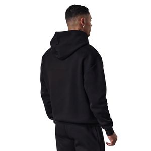 Mens <b>Black</b> Pullover Hoodie Casual <b>Fleece</b> Sweatshirt Long Sleeve Athletic Gymwear Streetwear Fashion Hoodie - Product Image 2