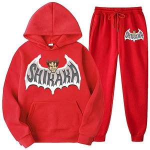 Red Hooded Sweatshirt With Shikaka Bat Logo Printed Front Unisex Casual Autumn Wear Full Sleeve Cotton <b>Pullover</b> - Product Image 3