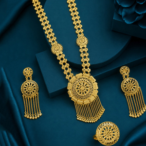 Juego de Joyería Nupcial Larga Estilo Dubái al por Mayor, Chapado en Oro 14K/18K/24K, Joyería de Moda, Diseño Turco Tradicional - Product Image 1
