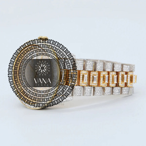 นาฬิกา VANA JEWELS ประดับเพชรโมอิสซาไนต์เต็มเรือน สองสี สำหรับผู้ชาย ตัวเรือนสแตนเลสทรงกลม ระบบควอตซ์ อนาล็อก หรูหรา แฟชั่น - Product Image 2