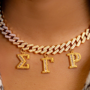 Sigma Gamma Rho Cuban Link <b>Necklace</b> Gold Chain Women Greek Letter Pendant <b>Statement</b> Jewelry Stylish - Product Image 3