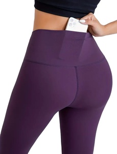 2024 OEM logotipo personalizado Yoga cintura alta sólido pantalón Mujer multicolor Fitness gimnasio deportes mallas De Leggings con bolsillos para mujer - Product Image 3