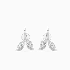 Boucles d'oreilles clous en or 9 carats jaune, blanc et rose avec deux diamants en forme de feuille de 0,18 ct, cultivés en laboratoire - Product Image 2