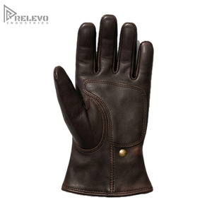 Custom Vintage Dark Brown Men's Leather <b>Gloves</b>, Antique Distressed Genuine Cowhide Leather <b>Driving</b> <b>Gloves</b> with Brass Snap Button - Product Image 2