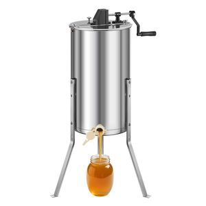 Smielatore Manuale a 2 Telai con Coperchio Trasparente, Tamburo in Acciaio Inossidabile, Altezza Regolabile, per Aziende Agricole - Product Image 5