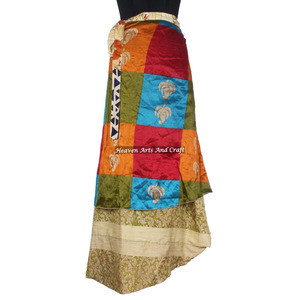 Buy Multi-Layer Old Silk Sari Wrap <b>Skirts</b> <b>Boho</b> Stylish Multi Color Summer Wear Comfortable Fashion <b>Boho</b> Hippie Free Size Gypsy - Product Image 5