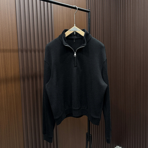 Men's Wool Acrylic Half Zip <b>Sweater</b> Solid Color Thick Knitwear Winter Casual Cardigan Full Sleeve Anti-Pilling - Product Image 3