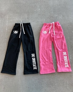 Custom Rhinestone Sweatpants Men Heavyweight Fleece Jogger <b>Pants</b> Applique Letter Streetwear <b>Straight</b> <b>Leg</b> <b>Track</b> <b>Pants</b> - Product Image 4