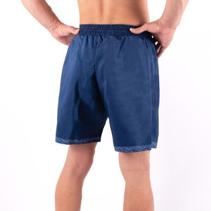Mma Fight <b>Shorts</b> Blue With Geometric Hem Design For Training & Competition High Quality Custom Logo Printed Mma <b>Grappling</b> <b>Shorts</b> - Product Image 2