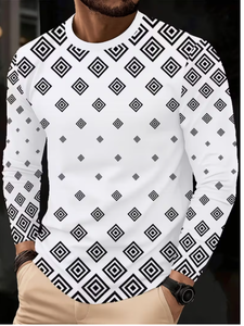 Men's <b>Striped</b> Pattern Long Sleeve Knitted Casual <b>Shirt</b> Full Sleeve <b>White</b> <b>Black</b> Embossed Print Spring Fashion 100% Cotton TRIBON - Product Image 3