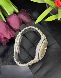 Luxury Square VVS Moissanite Yellow Gold Quartz <b>Watch</b> | ETA | Antique Business Style | Iced <b>Skeleton</b> Presidential Design | - Product Image 5