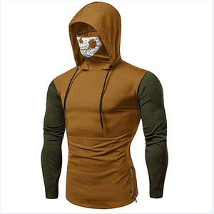 Sweat-shirt à capuche noir pour homme avec masque balaclava, coupe-vent en polaire, vêtements d'hiver décontractés, coupe régulière - Product Image 4