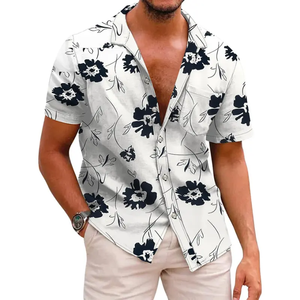 Chemise Hawaïenne en Satin de Coton de Haute Qualité, Impression Numérique, Manches Courtes, Décontractée, Col Revers, pour Hommes, Été - Product Image 4