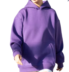 Plus Size Women's Solid <b>Purple</b> <b>Hoodie</b> Drop Shoulder Long Sleeve Casual Sweatshirt - Product Image 6