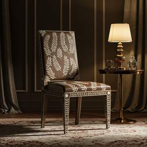 Taburete de Madera con Incrustaciones de Hueso, Diseño Rústico, Elaborado por Artesanos Expertos, Duradero, para Sala de Estar, Soluciones de Asientos Decorativos - Product Image 1