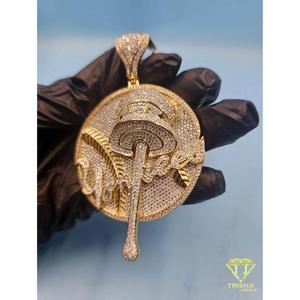 Pendentif en forme de champignon fait main avec diamant de laboratoire, design de bijoux hip-hop tendance pour le streetwear - Product Image 5