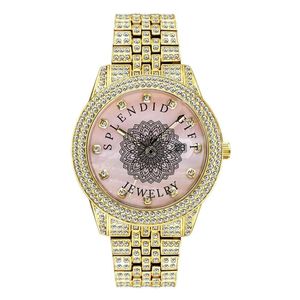 Splendide montre de luxe pour homme avec diamants, bracelet en acier inoxydable argenté et doré, mouvement à quartz analogique, cristal saphir, moissanite, 28 mm - Product Image 5