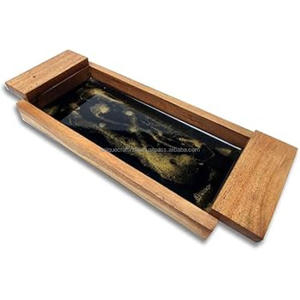 Bandeja de Servir de Madera con Borde Ondulado Moderno, Diseño Minimalista Curvo y Elegante para el Hogar, Cafetería, Bandeja para Té y Café, Venta al por Mayor - Product Image 1