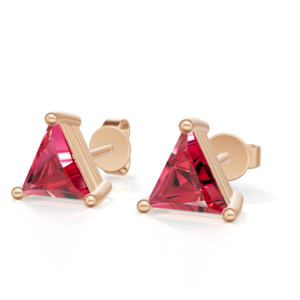 <b>Rose</b> <b>Gold</b> Plated Sterling Silver Trillion Cut Ruby <b>Stud</b> <b>Earrings</b> Classic Women's Jewelry Heerani Jewels Water Triangle - Product Image 1