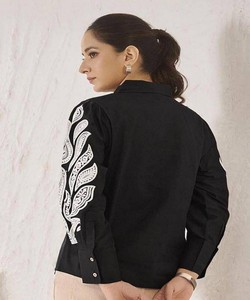 สินค้ามาใหม่ เสื้อผ้าฝ้ายดีบา ปักมือ งานปักบัตตา  เสื้อตัวบนเท่านั้น สวมใส่สบาย ราคาขายส่ง เสื้อผ้าชาติพันธุ์ สีดำ - Product Image 6