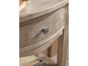 Table de chevet moderne en bois de manguier massif avec 2 tiroirs et étagère, table de nuit classique pour chambre à coucher et salon - Product Image 3