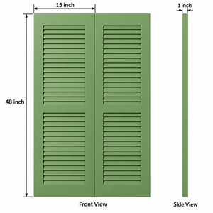 Persianas Horizontales de Madera Maciza Pintada, Tipo Plantation, en Verde Salvia, para Sombreado Exterior del Hogar, Ecológicas - Product Image 2
