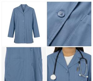 Blouse de laboratoire médicale personnalisée de haute qualité certifiée ISO, uniforme d'infirmière unisexe blanc, tenue de travail en polyester tissé - Product Image 3