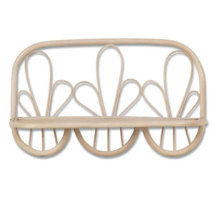 Estante de pared de ratán con pétalos de tulipán natural, estante flotante de bambú con borde ondulado, estante decorativo de pared para dormitorio o sala de estar. - Product Image 1