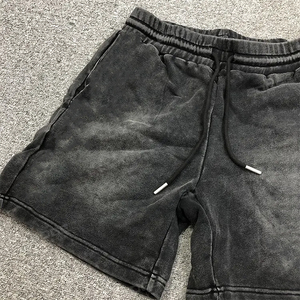 Men's Solid Color Mid Waist Washed Cotton Shorts Drawstring Casual Short Pants Breathable Knitted <b>Fabric</b> Style - Product Image 3
