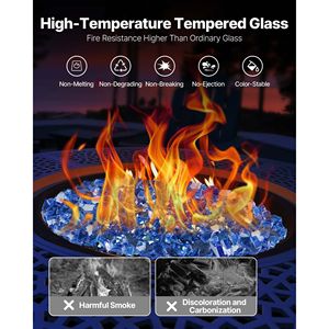 10 LBS Bleu Cobalt 1/4 Pouces Cheminée Verre Roches Fire Pit Table Friendly Fire Glass pour une ambiance extérieure époustouflante - Product Image 3